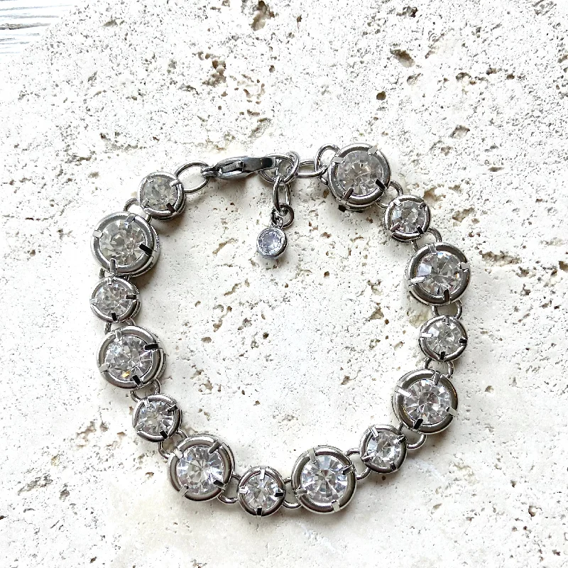 Crystal bracelet chunky boutique salon jewelry statement: Silver